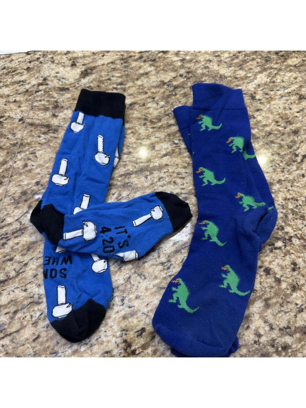 Men's Blue and Multi Sock